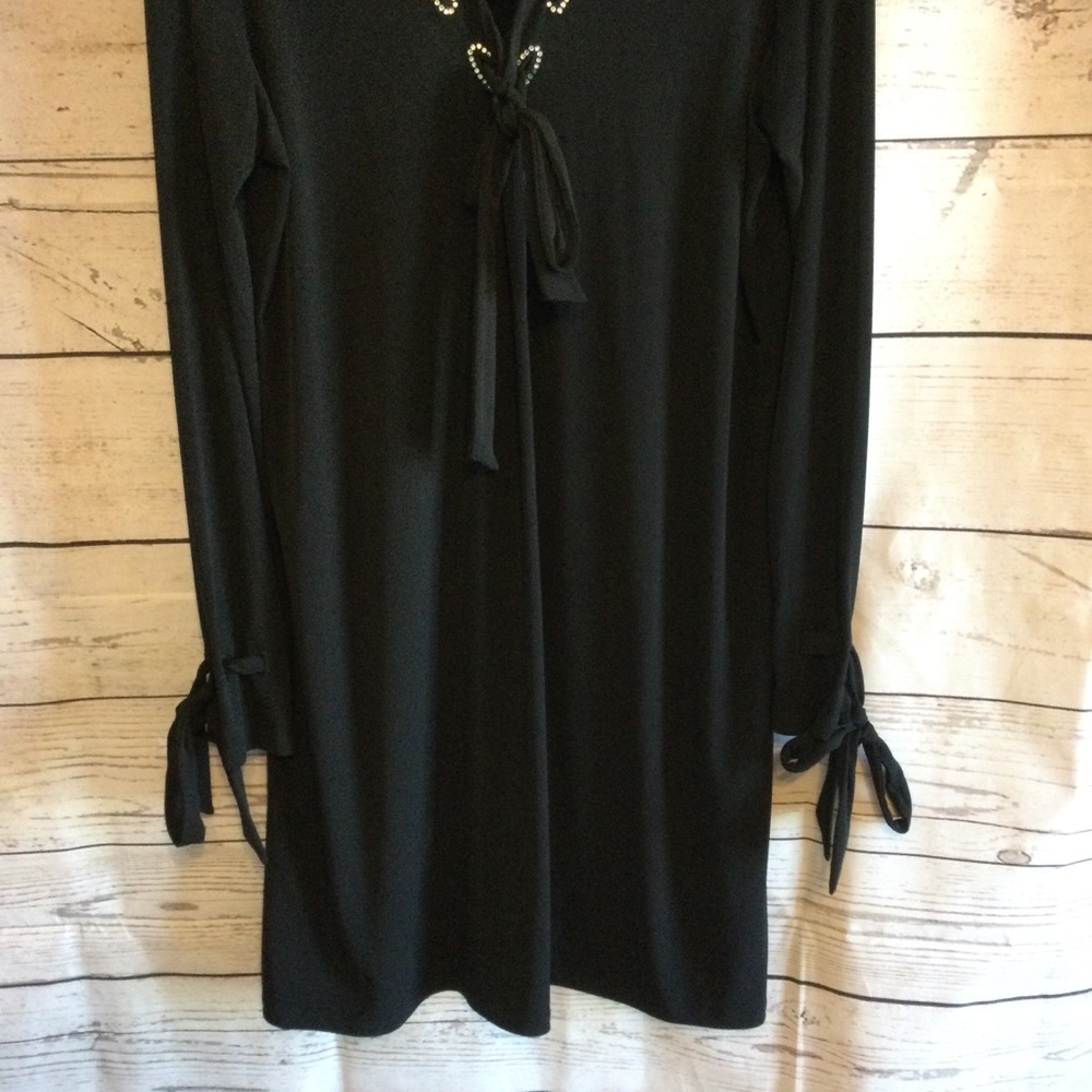 Michael Kors NWT Elegant Black Rhinestones Long Sleeve Party Wedding Dress Large - Picture 2 of 9
